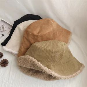 Custom Fall Winter New Fisherman's Corduroy Bucket Hat Custom Thickened Lamb