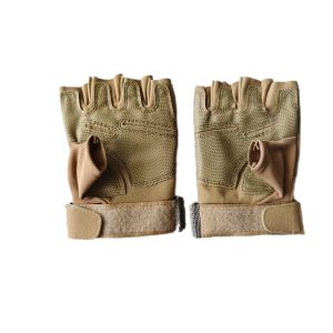 TactiGrip Brown Combat Gloves Half Finger Reinforced Knuckle and Palm Guard