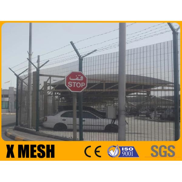 3.5mm Wire Anti Climb Mesh Fence 3.5m High Include Top Y Arm And Barbed Wire For