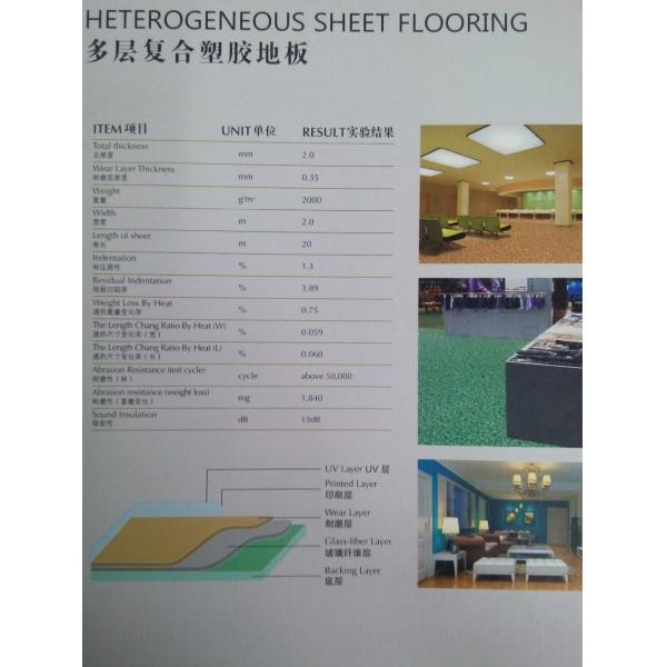 Colored PVC Floor Covering Thickness 2.0mm Anti - Corrosive Feature