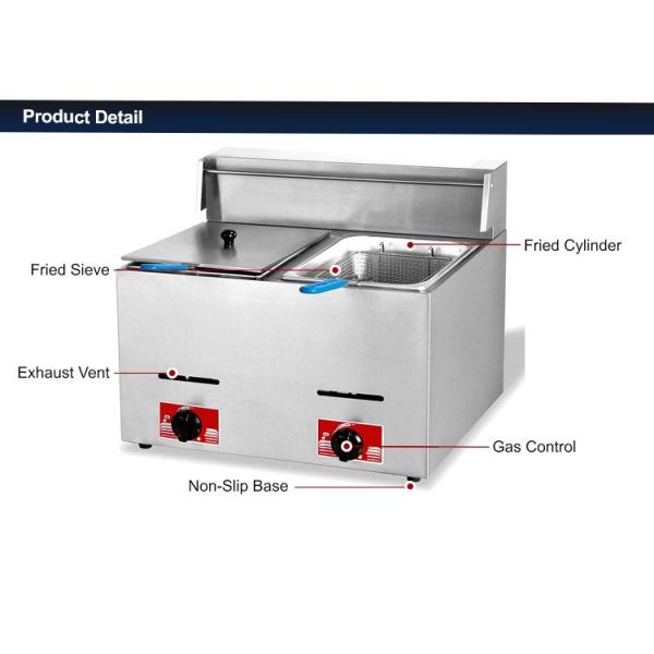 Restaurant Easily Cleaned Double Tank Gas Fryer 5.5l 37800 BTU/h Power