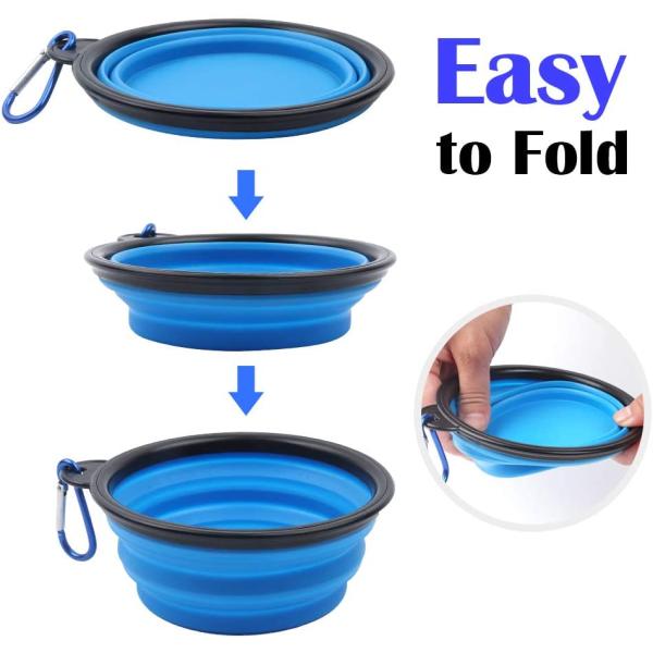 Foldable Dog Water Bowl Collapsible Expandable With Carabiner BPA Free Portable Dog Food Bowl