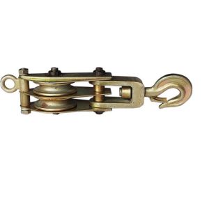 10T Dual Sheave Wire Rope Pulley Block , Hook Type Hoisting Rope Pulley Block