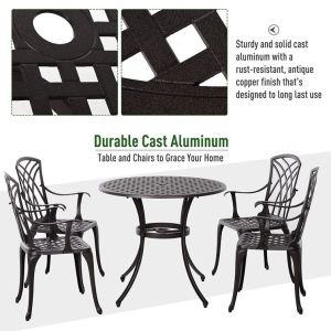 Modern Design Style Iron Frame Cast Aluminum Dining Furniture Set with Round