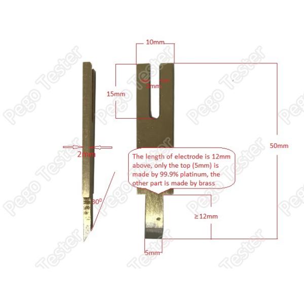IEC60112 Figure B1 Platinum Electrode 1 Pair / 99.9% Purity With Brass Extension