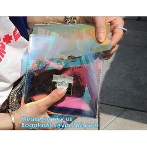 shoulder clear pvc chain hand bag for purses handbags, Metallic Transparent PVC