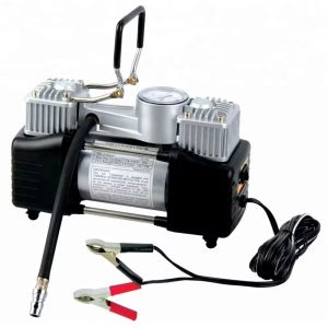 Portable Metal Vehicle Double Cylinder Air Compressor With Gauge