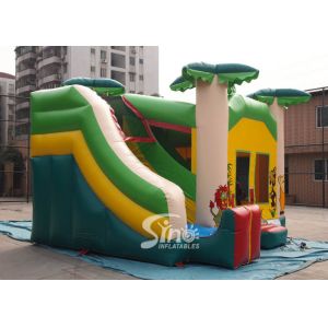 Custom made outdoor tropical inflatable combo castle with slide made of lead