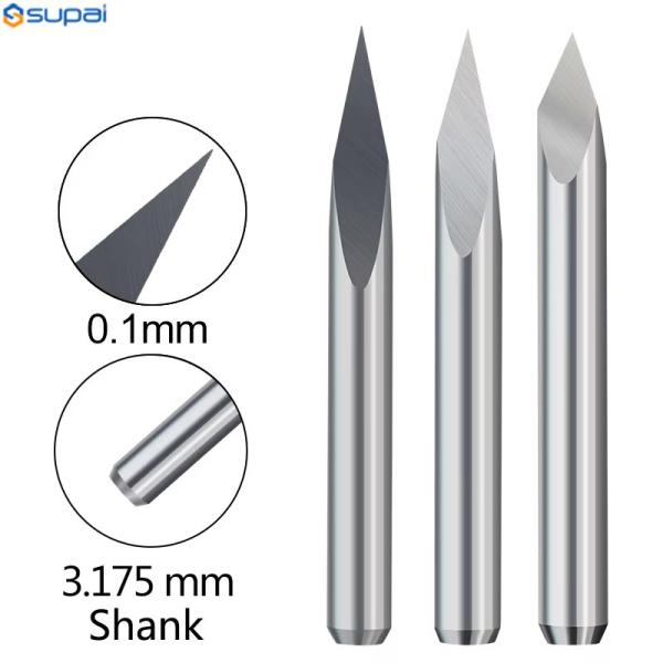 Solid Carbide V Cutter Engraving Tools Hardness Workpieces Machining with 2/4