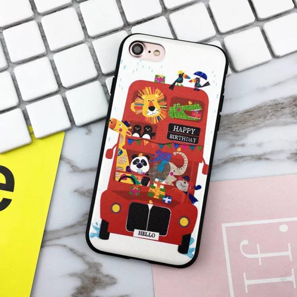 Soft TPU Silk Grain Zoo Animals Family Pattern Back Cover Cell Phone Case For