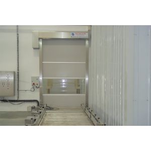 China Blue Galvanized Steel High Speed Roll Up Door With Shoulder Protection on sale