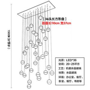 Modern LED Ceiling Long Chandelier Lighting Bubble Crystal Pendant Lamp(WH-NC-80