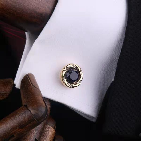 Star Crystal Mens Diamond Cufflinks Alloy Plating Color For Shirt 15mm Size