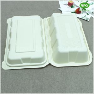 9x6 inch Compostable Corn-Starch Based Bioplastic Hinged 1-Com Lunch Bento Box