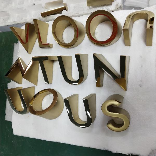 Quality Electroplated brass 3D Stainless Steel Letters 40mm for Hospitals / Mall wholesale
