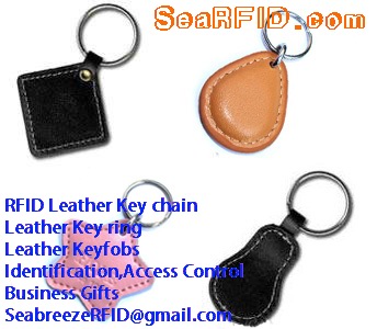 RFID leather keychain card,leather key rings card