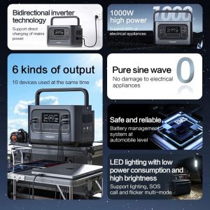 230V 50Hz 1000W Lithium Portable Power Station Supports SCP40W HUAWEI Quick