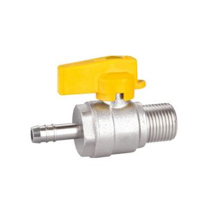 China Smooth Brass Gas Ball Valve With Hose Connector X Male PTFE Seal Valve on sale