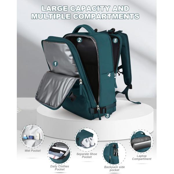 Waterproof Airline Approved Carry On Laptop College Hiking Travel Backpack With Shoe Compartment For Women Men