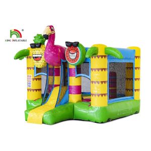 Cheap Kindergarten 3m Pink Inflatable Flamingo Bouncy Castle With Slide for sale