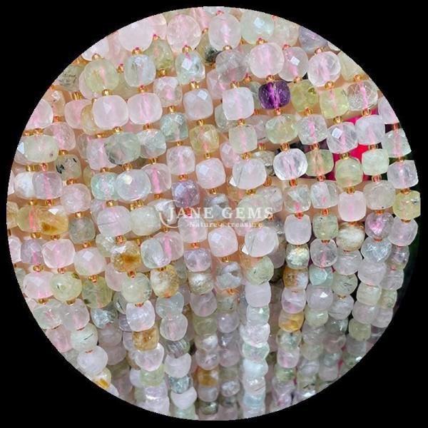 Natural Assorted Multicolor Gemstone Beads Cube Square Amethyst Loose Strands