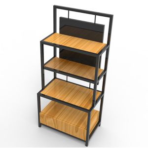 Cheap Length 650mm Width 350mm Iron And Wood Shelves , Iron And Wood Bookshelf Black for sale