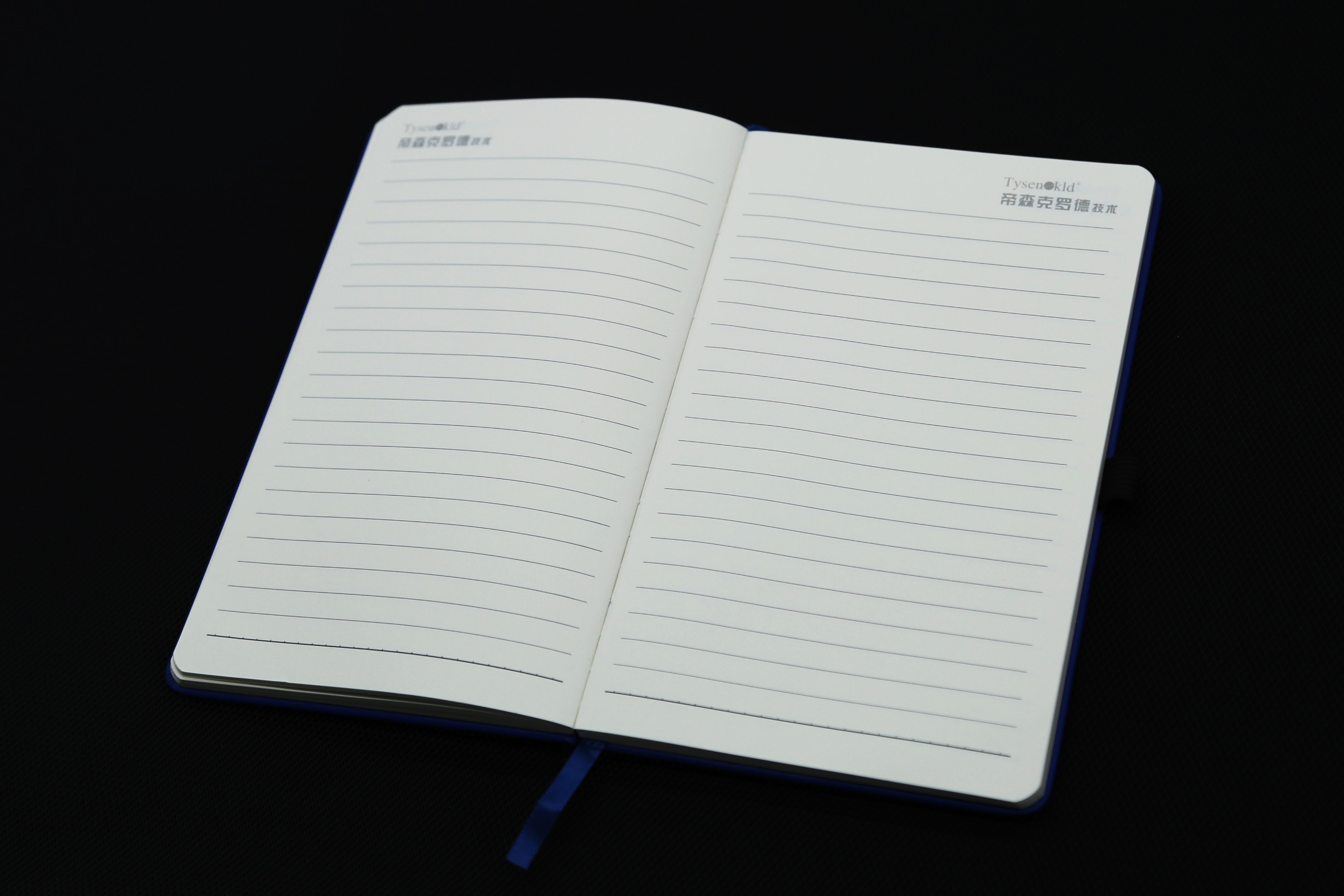Embossed Logo Writing Journal Notebook / Horizontal Line Notebook With Pen Loop