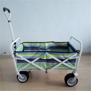 7" PU Wheel Folding Garden Carts Wide Beach Cart Trolley 70kgs