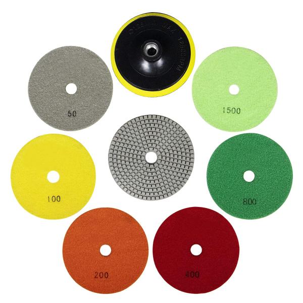 Quality 4 Inch Wet Dry 8 Piece Set Diamond Pads Polishing Granite Stone Concrete Marble 800 Grit wholesale