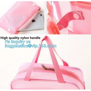 multi-purpose washable portable breathable 3 pcs polyester mesh travel cosmetic