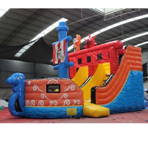 Highly Durable Popular Inflatable Pirate Ship Water Slide Jumping Castles With