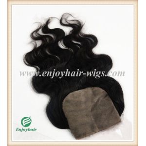 Silk top closure 4''x4'' peruvian virgin hair natural color,body wave 10''-24''J