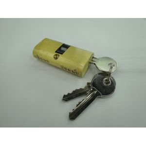 China 60mm Euro Profile Oval Shape Double Brass Cylinder Lock with 3 brass normal keys Surface finish Brass brushed on sale