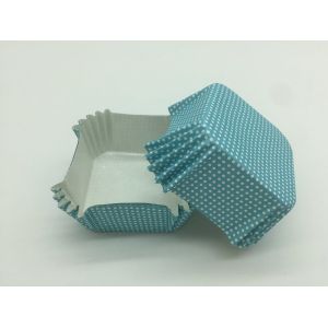 Baby Blue Paper Cupcake Liners , White Dot Square Cupcake Wrappers Heat