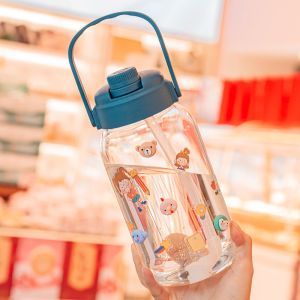 Custom Colorful Juice Glass Drinking Bottles Cup With Straw Lid 300ml