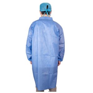 CE Unisex Disposable Medical SMS Lab Coat With Snaps Elastic Cuff Shirt Collar