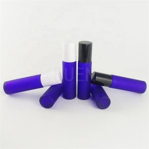 Leak Proof Roller Perfume Bottles 5ml Matte Black With Metal Ball Lid