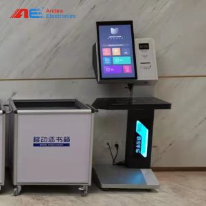 Custom 23.6 Inch Automatic UHF Smart Self Service RFID Library Book Borrow And Return Terminal With Card Scanner