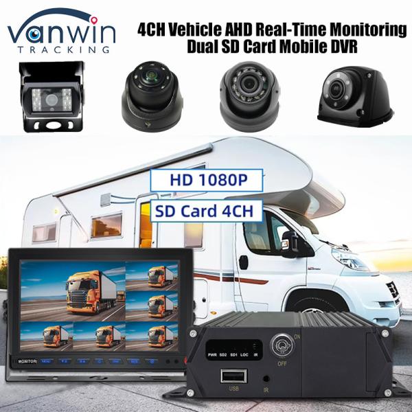CMSV6 4CH Dual SD Card Mobile DVR 4G GPS Real Time Monitoring Video Surveillance