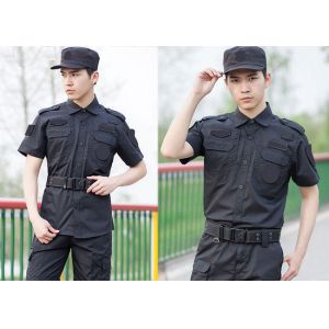 Polyester Cotton Cool Security Uniform Shirts Short Sleeve With Plain Dyed