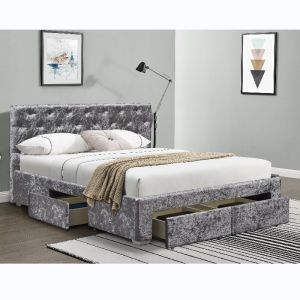 Queen Size Double Upholstered Ottoman Bed Frame With 4 Drawers OEM ODM