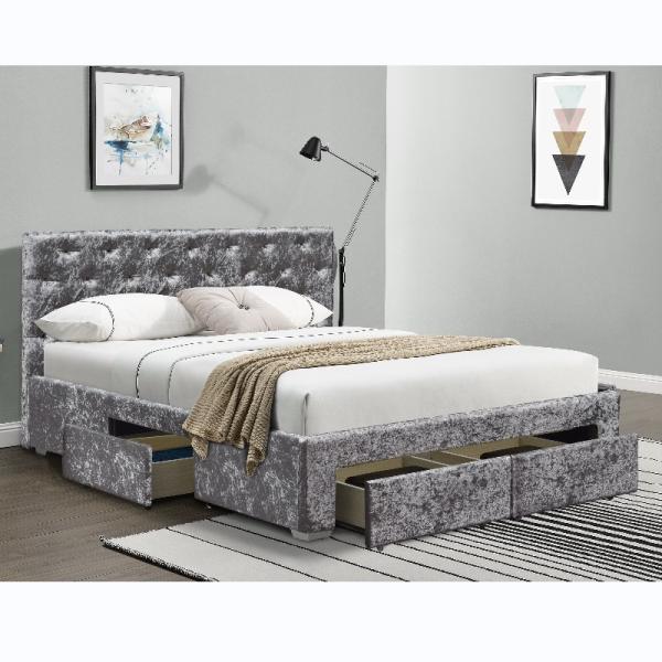 Queen Size Double Upholstered Ottoman Bed Frame With 4 Drawers OEM ODM