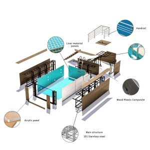 Modular Prefab Luxury Swimming Pool with Acrylic Panel Window and Mosaic Pattern