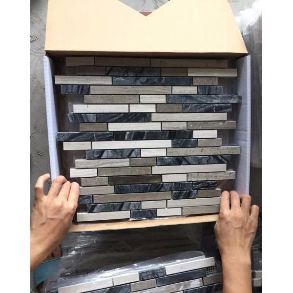 White Black Penny Grey Mosaic Floor Tiles , Various Patterns Stone Brick Mosaic Tiles