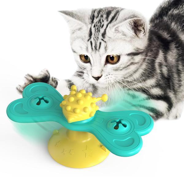 Quality TPR Pet Interactive Kitten Toys Spinning Windmill Cat Toy wholesale