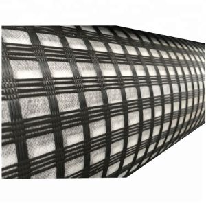 Black Knitted Fiberglass Geogrid Fabric 25KN 50KN 100KN For Retaining Wall Road