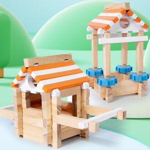 Creative Wooden Colorful Building Blocks Game Early Education Enlightenment