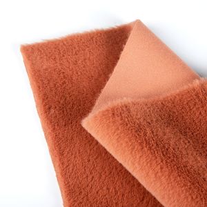 China Description Faux Rabbit Fur Fabric Suede Bonded Plush Fabric for Garments Any Color on sale