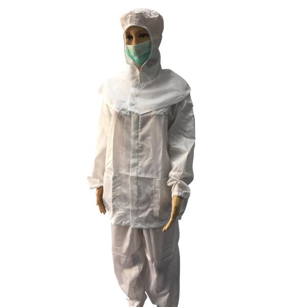 Cleanroom ESD Safe Clothing Polyester Anti Static Jacket And Pants Class 1000 -