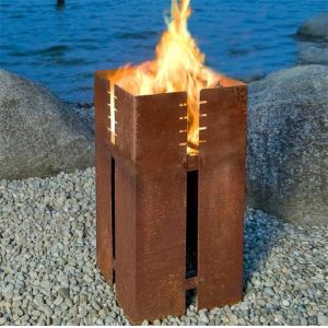 Decorative Square Corten Steel Fire Pit And Grill